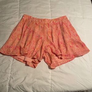Tangerine snake skin design ruffle shorts